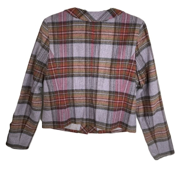 Lands' End 10 Wool Plaid Jacket Lilac Rust Olive Hook Front Lined Classic - Picture 2 of 12